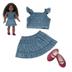 American Girl Hill House Kirsten Doll Paz Nap Dress Velvet Shoes Skirt Top Box